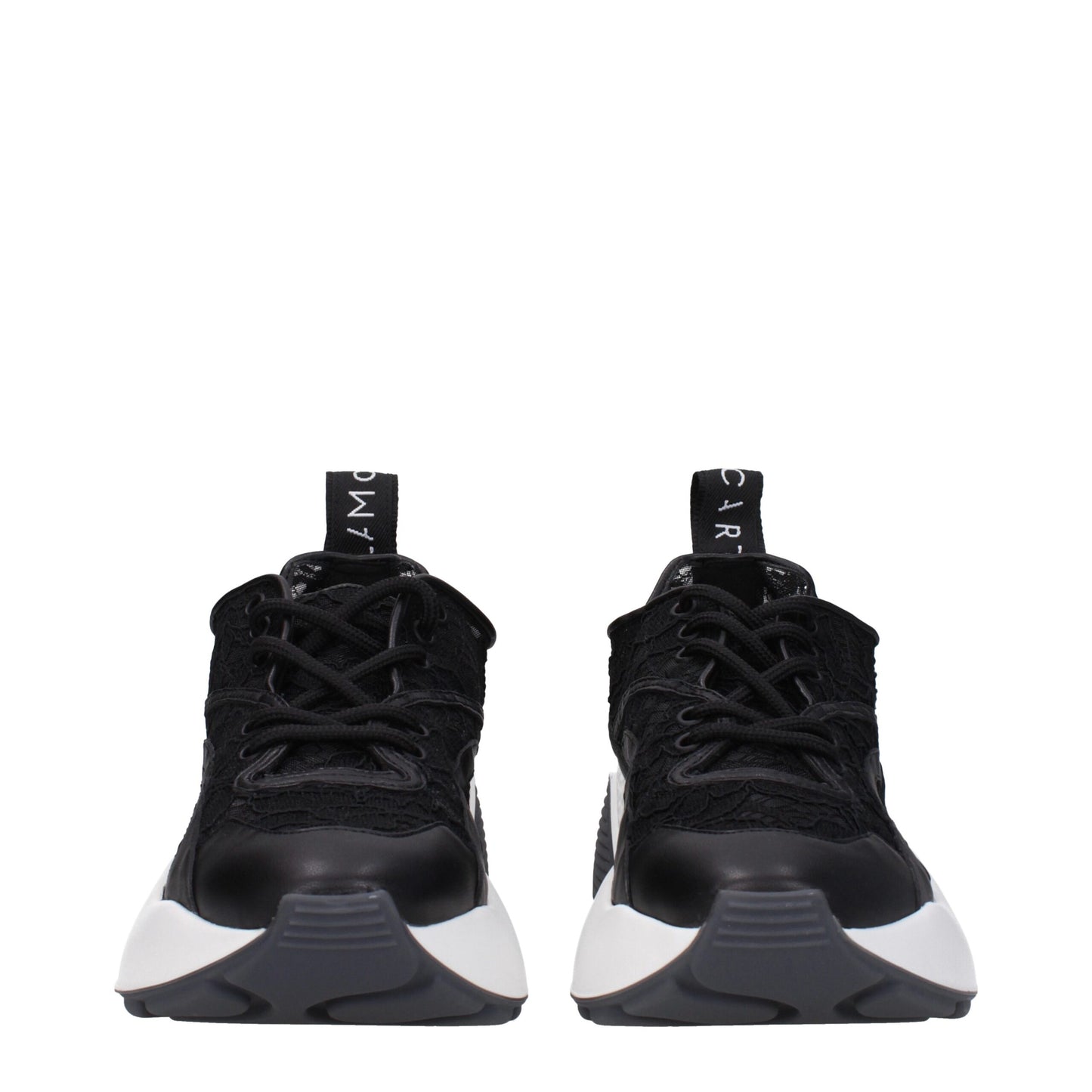 Black Fabric Chunky Sneakers
