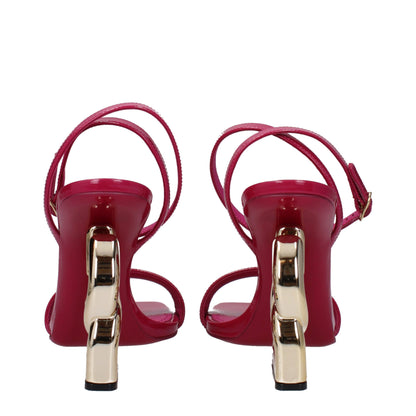 Pink Leather Stiletto Heels Sandals