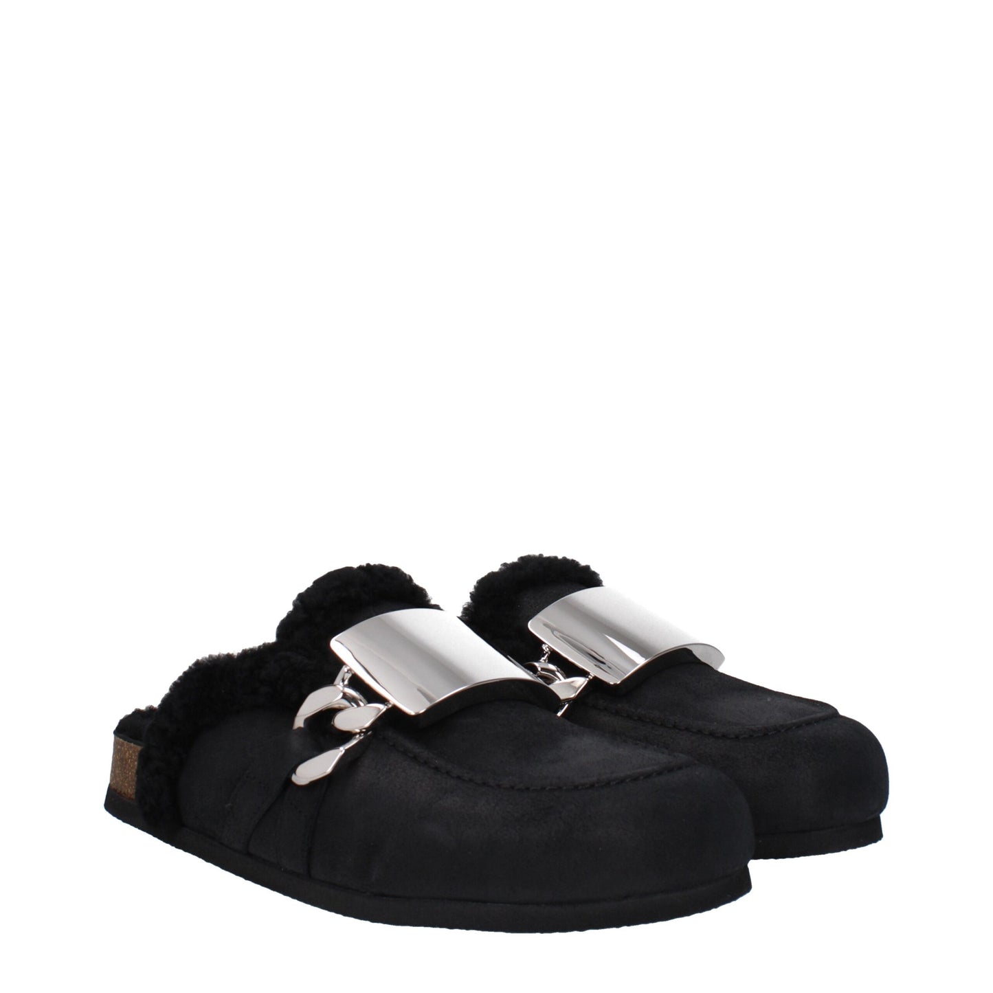 Black Leather Slippers Sandals