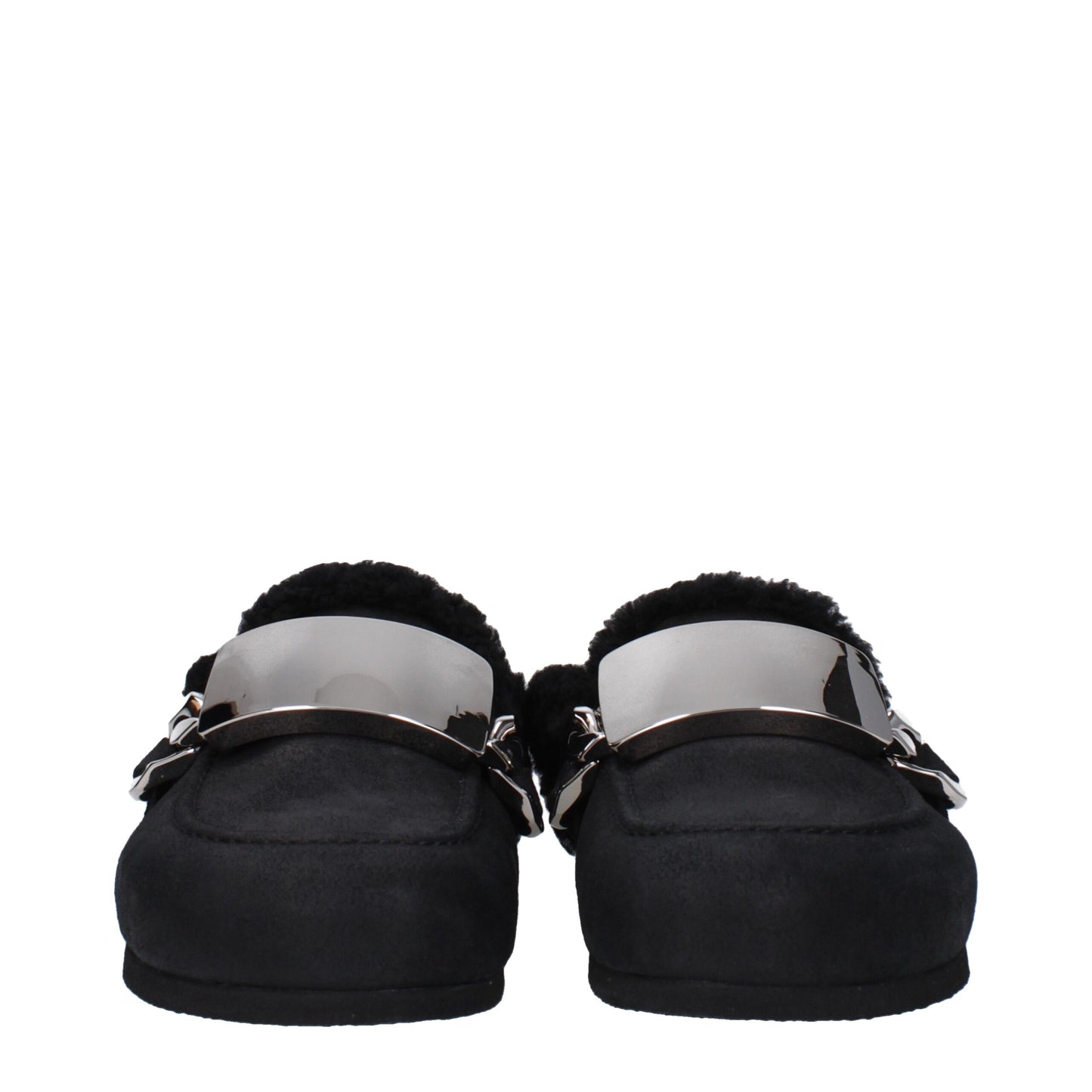 Black Leather Slippers Sandals
