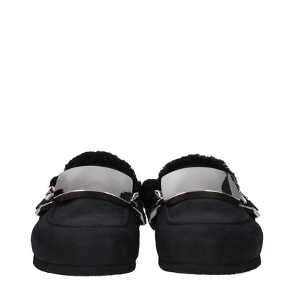 Black Leather Slippers Sandals
