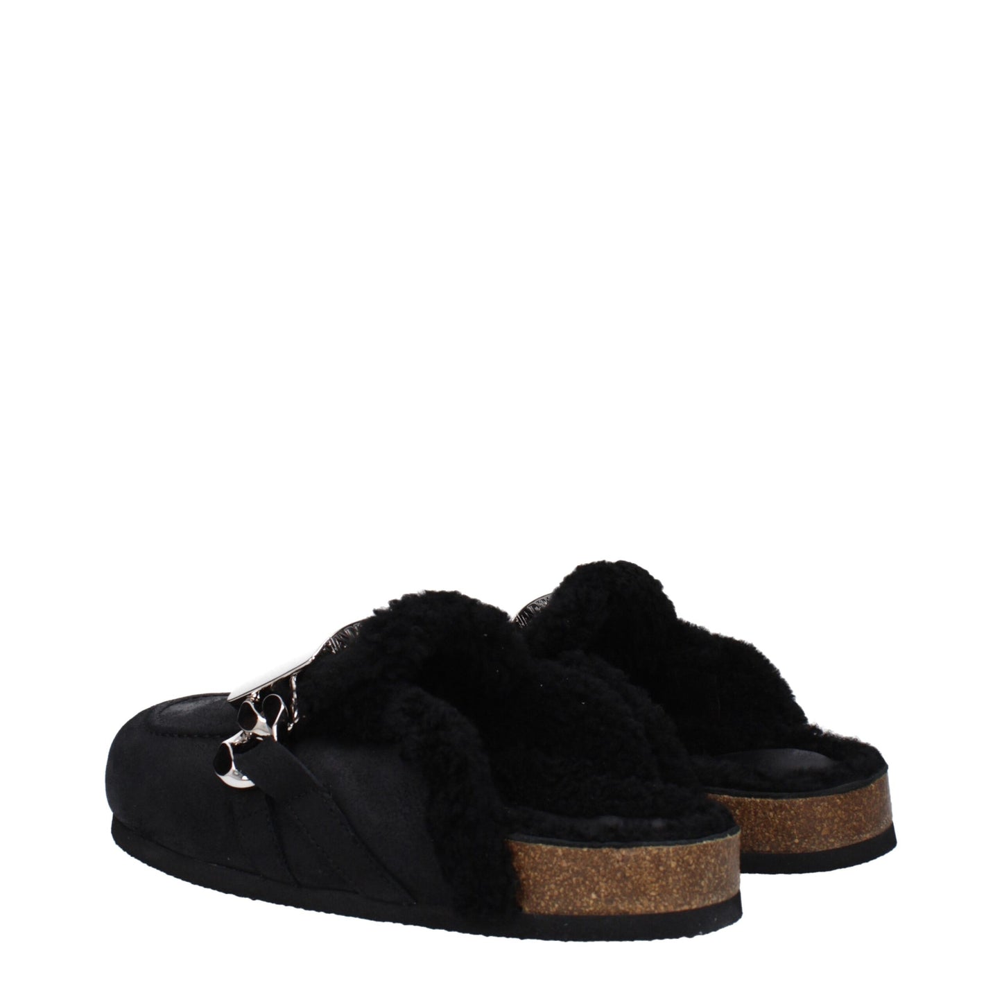 Black Leather Slippers Sandals