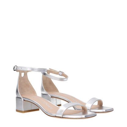 Gray Leather Flat Sandals