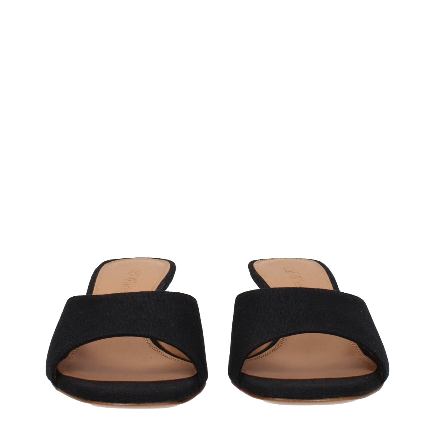 Black Linen Flat Sandals