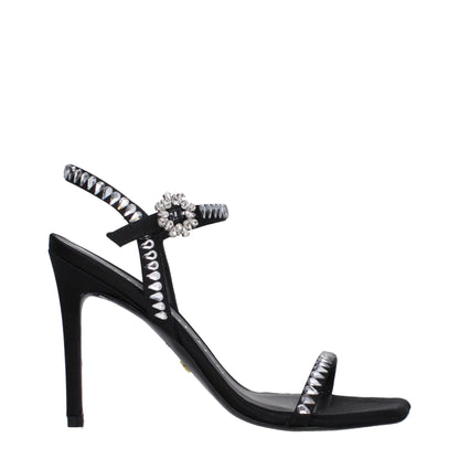 Black Satin Stiletto Heels Sandals