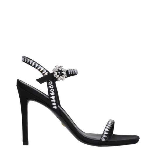 Black Satin Stiletto Heels Sandals
