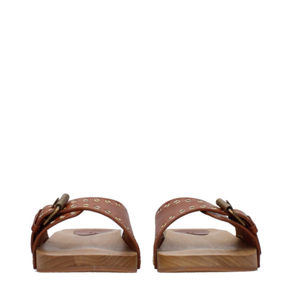 Brown Leather Slippers Sandals