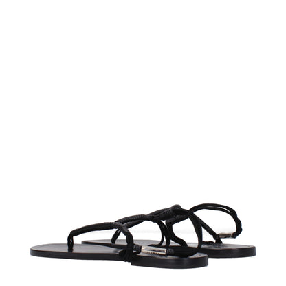 Black Leather Flip-Flop Sandals