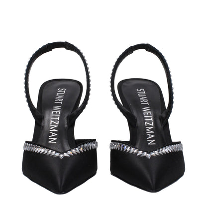 Black Satin Stiletto Heels Sandals