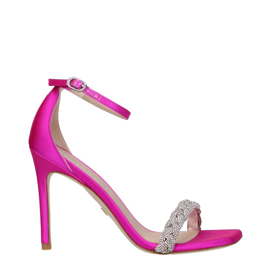 Pink Satin Stiletto Heels Sandals
