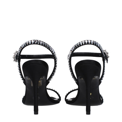 Black Satin Stiletto Heels Sandals