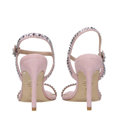 Pink Leather Stiletto Heels Sandals