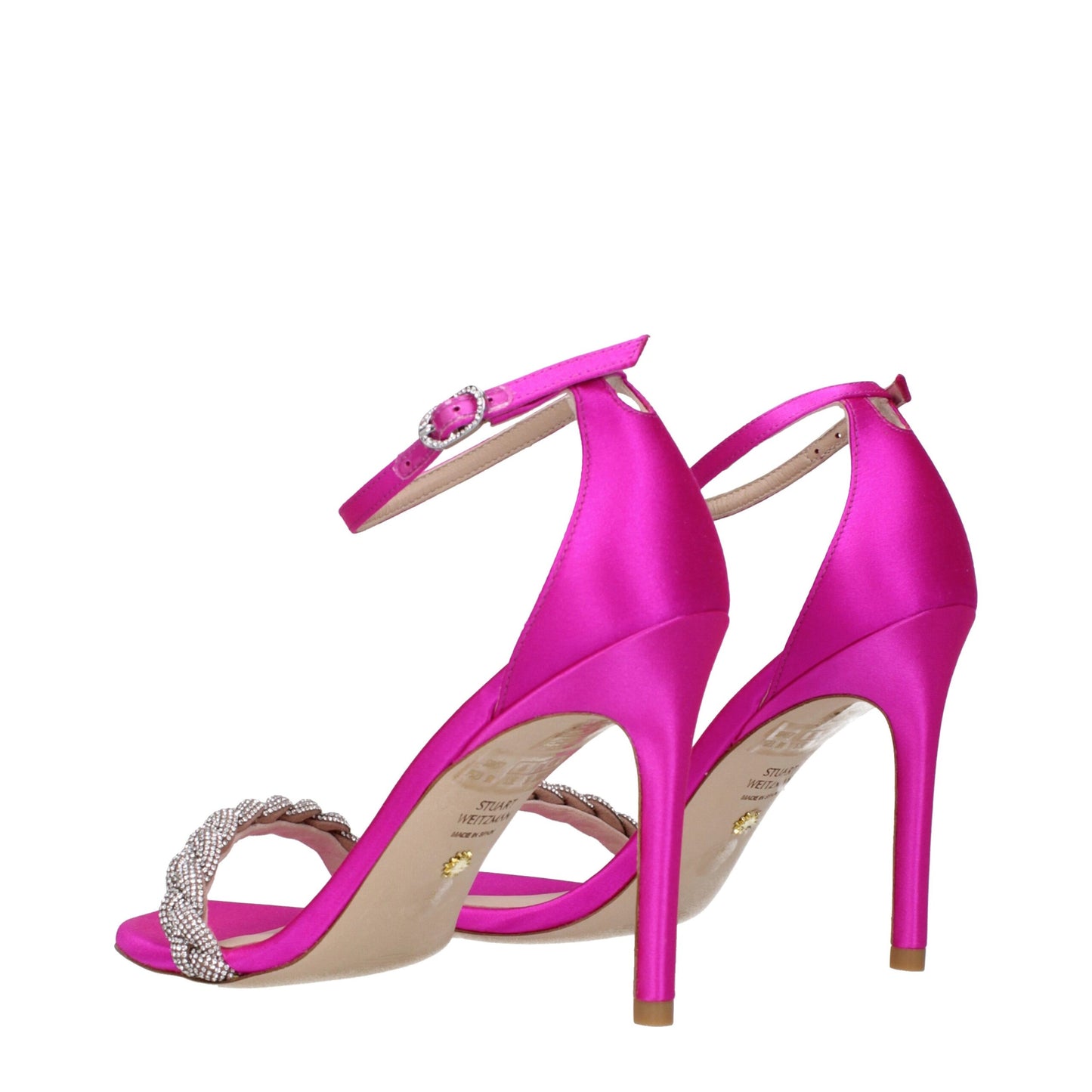 Pink Satin Stiletto Heels Sandals