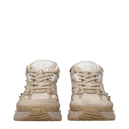 Beige Fabric Low Tops