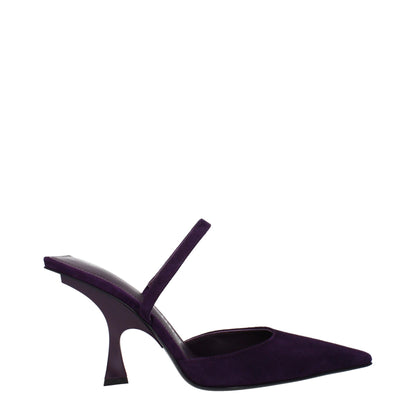 Purple Leather Stiletto Heels Sandals