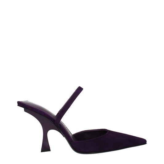 Purple Leather Stiletto Heels Sandals