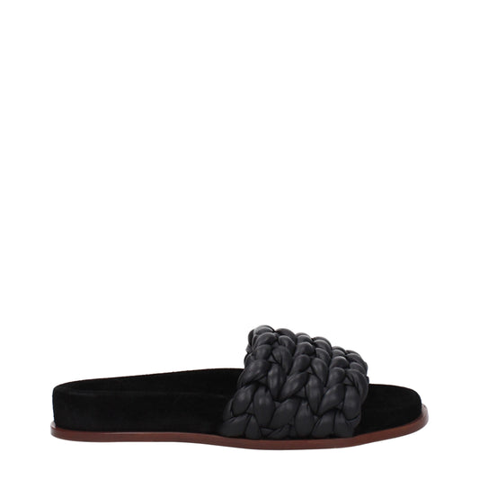 Black Leather Slippers Sandals