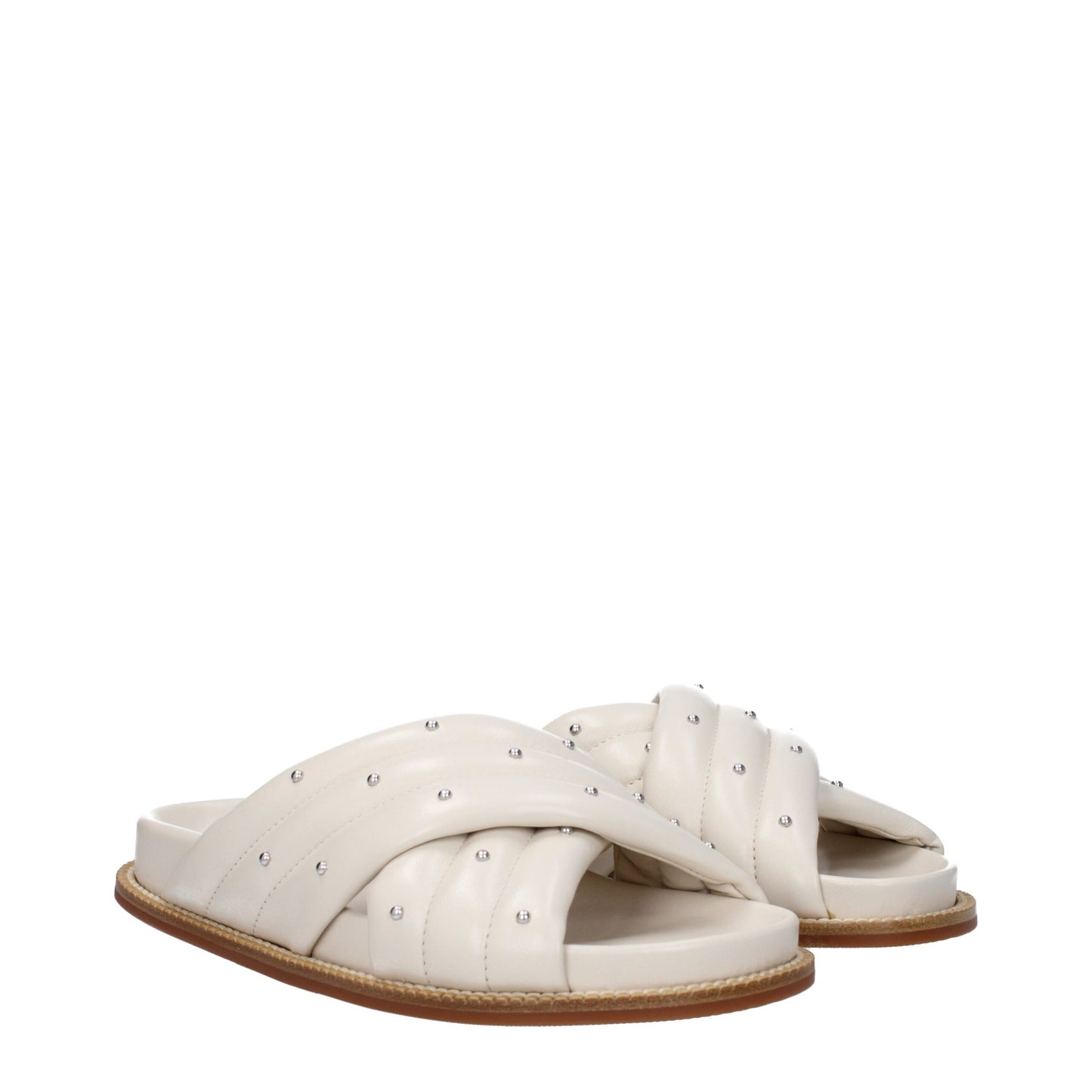 Beige Leather Slippers Sandals