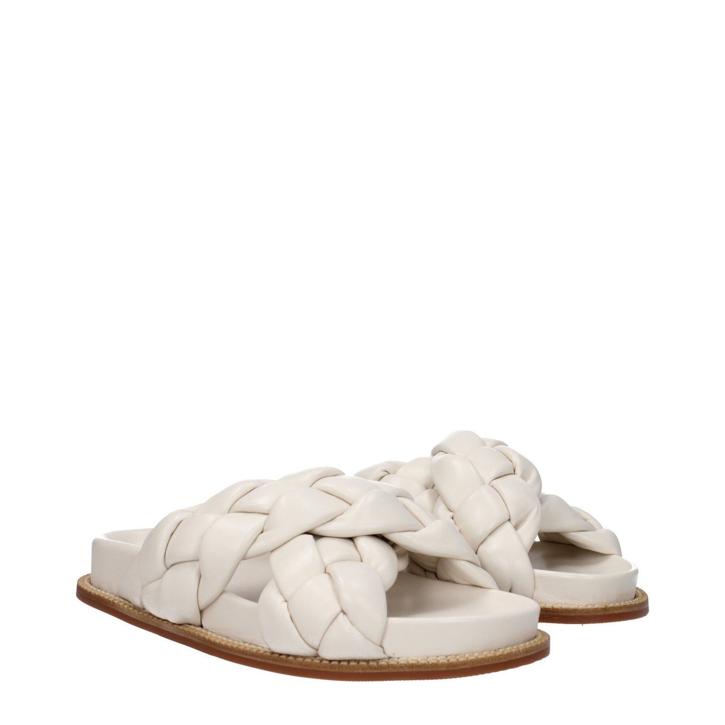 Beige Leather Slippers Sandals