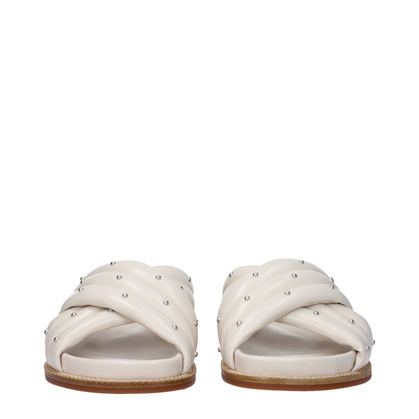 Beige Leather Slippers Sandals