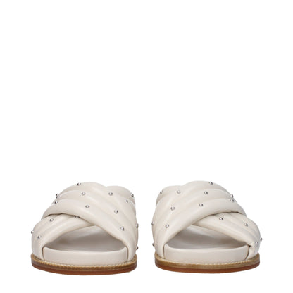 Beige Leather Slippers Sandals