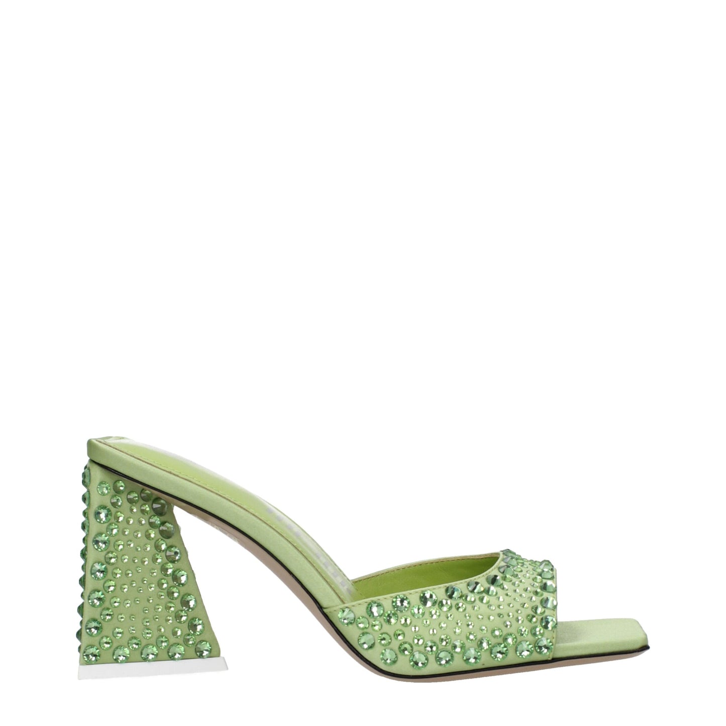 Green Satin Stiletto Heels Sandals