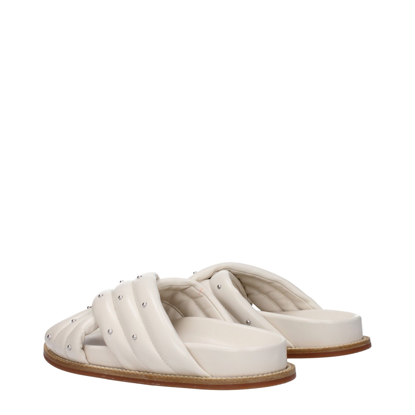 Beige Leather Slippers Sandals