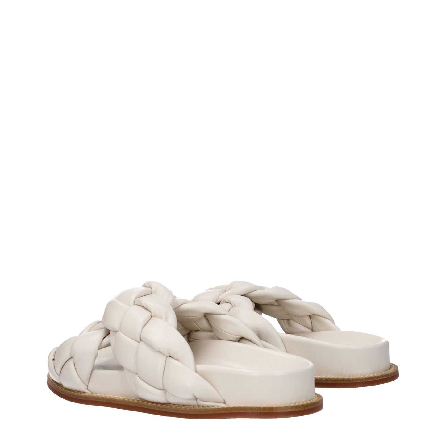 Beige Leather Slippers Sandals