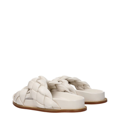 Beige Leather Slippers Sandals