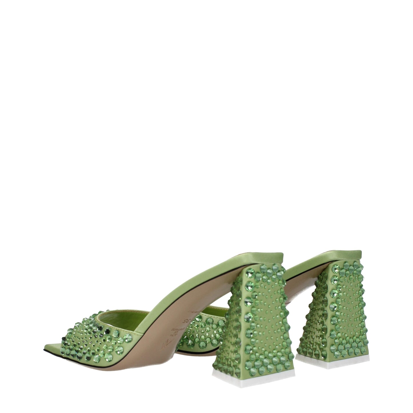 Green Satin Stiletto Heels Sandals