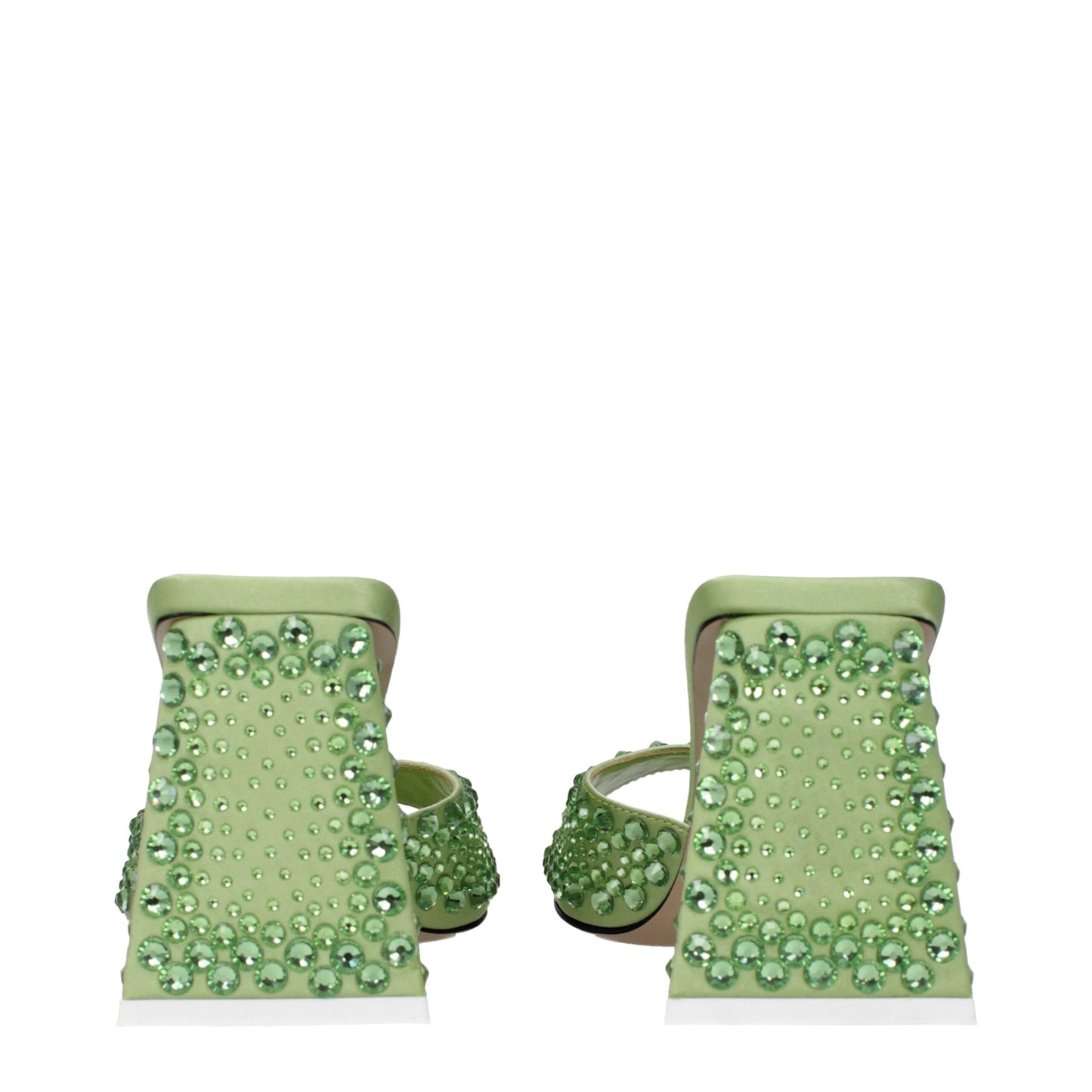 Green Satin Stiletto Heels Sandals