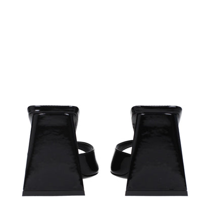 Black Leather Stiletto Heels Sandals