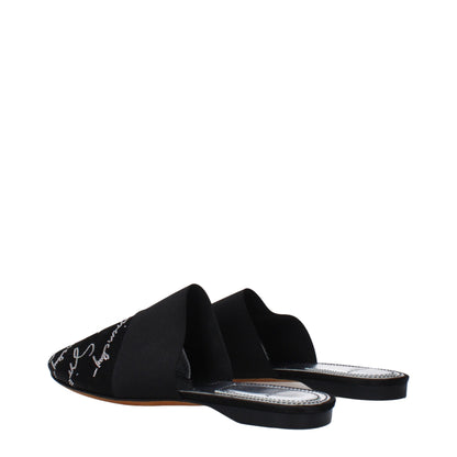 Black Satin Slippers Sandals
