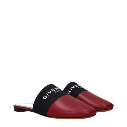 Red Leather Slippers Sandals