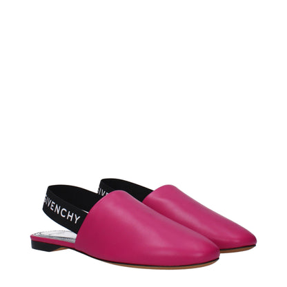 Pink Leather Flat Sandals
