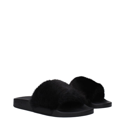 Black Cotton Slippers Sandals