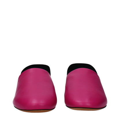 Pink Leather Flat Sandals