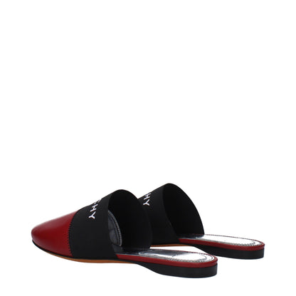 Red Leather Slippers Sandals
