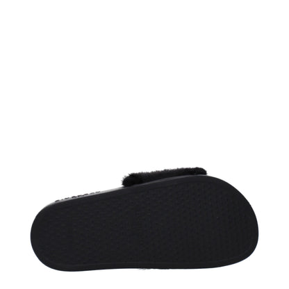 Black Cotton Slippers Sandals