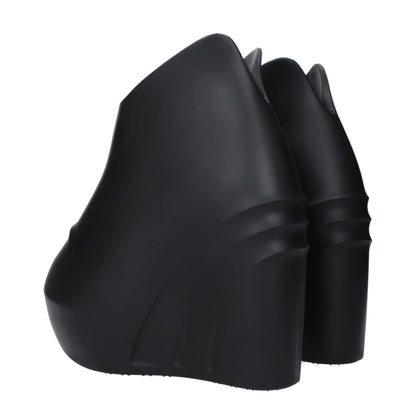 Black Cotton Wedges Sandals