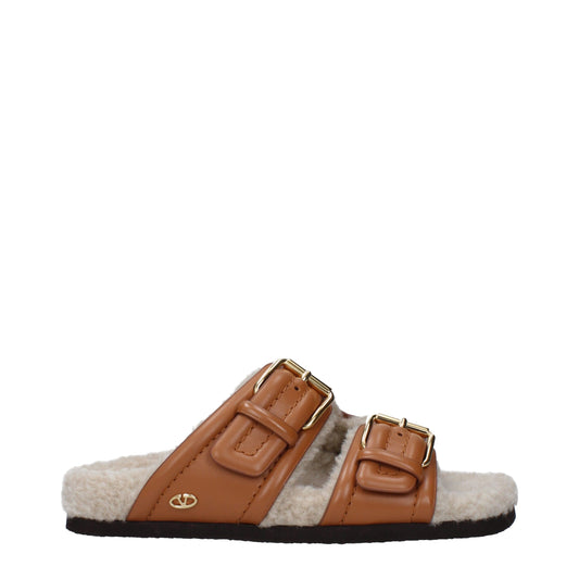 Brown Leather Slippers Sandals