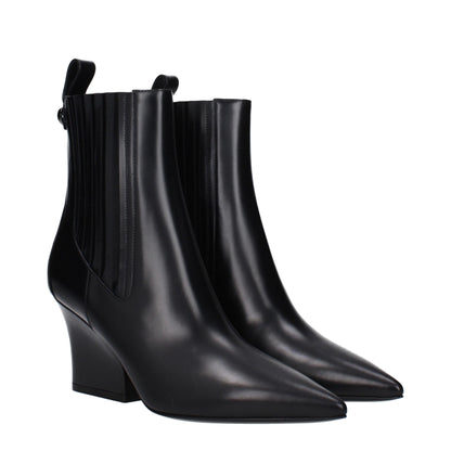 Black Leather Ankle Boots