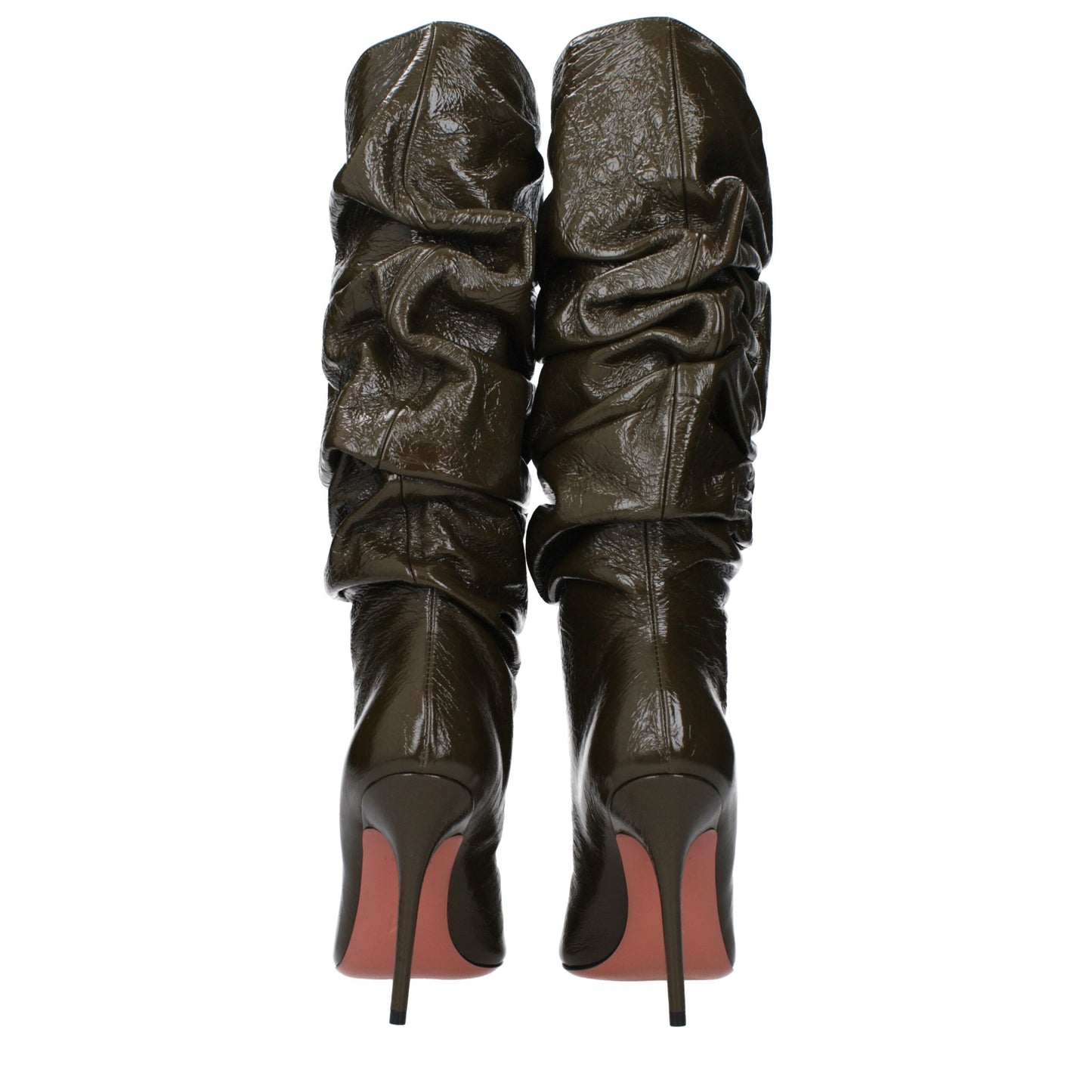 Green Leather High Heel Boots