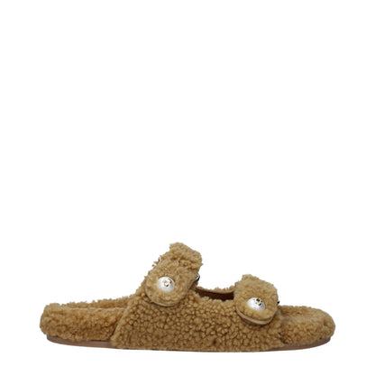 Brown Fabric Slippers Sandals