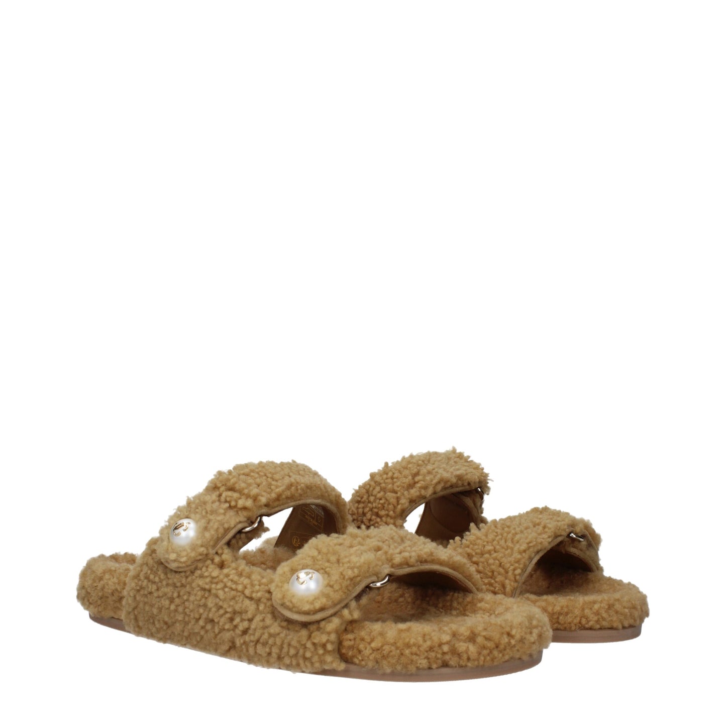 Brown Fabric Slippers Sandals