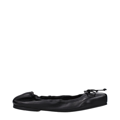 Black Leather Ballet Flats