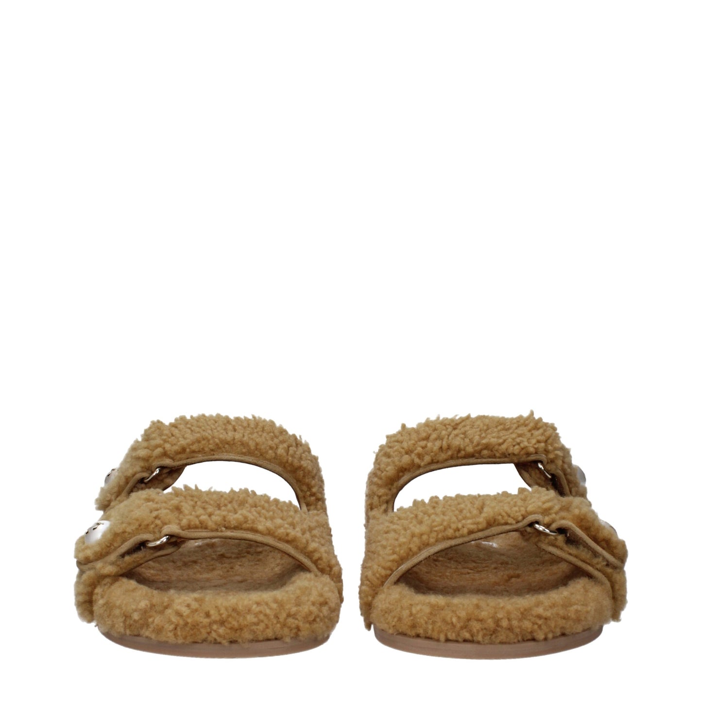Brown Fabric Slippers Sandals