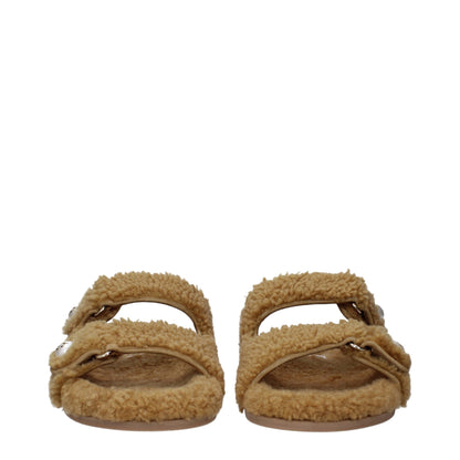 Brown Fabric Slippers Sandals