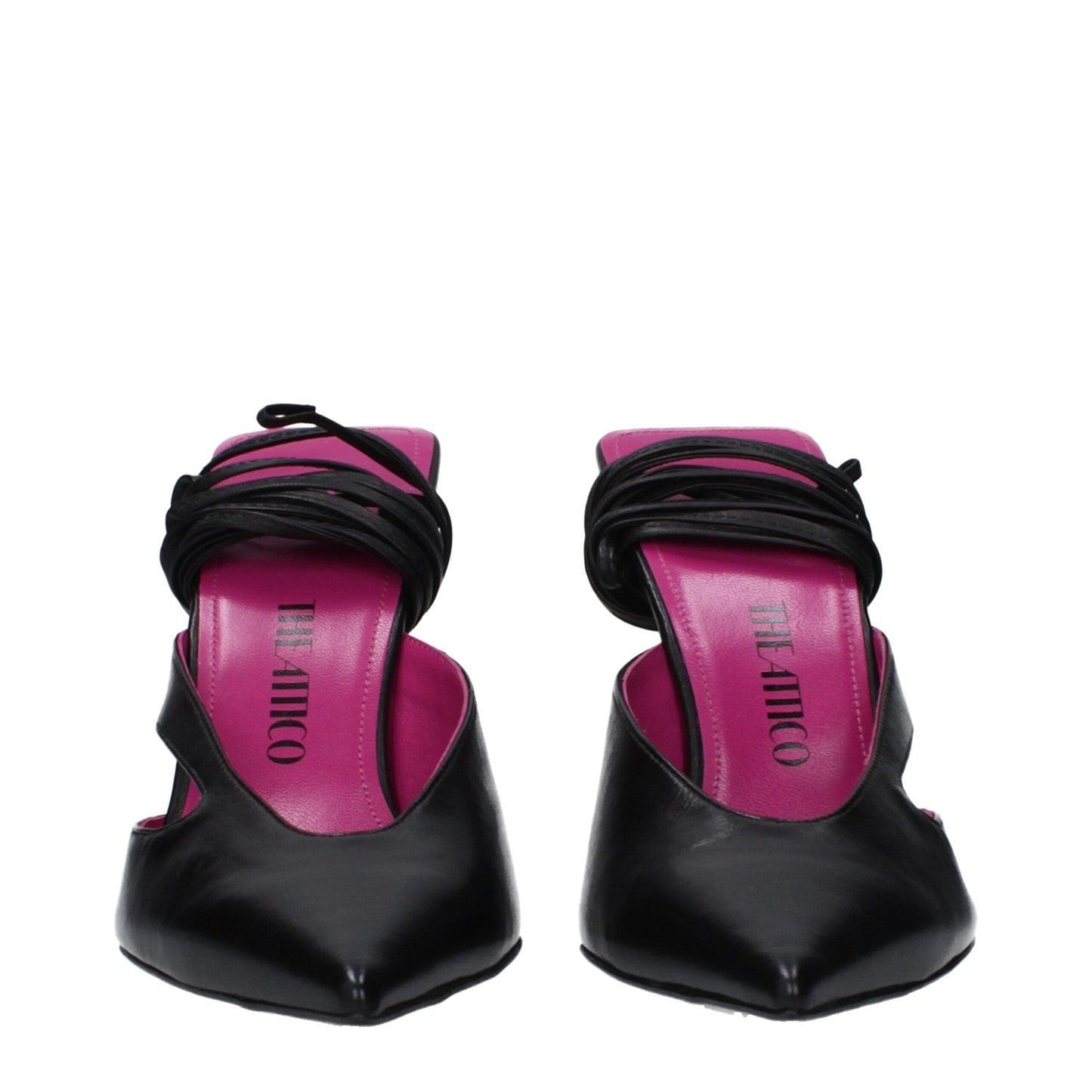 Black Leather Stiletto Heels Sandals