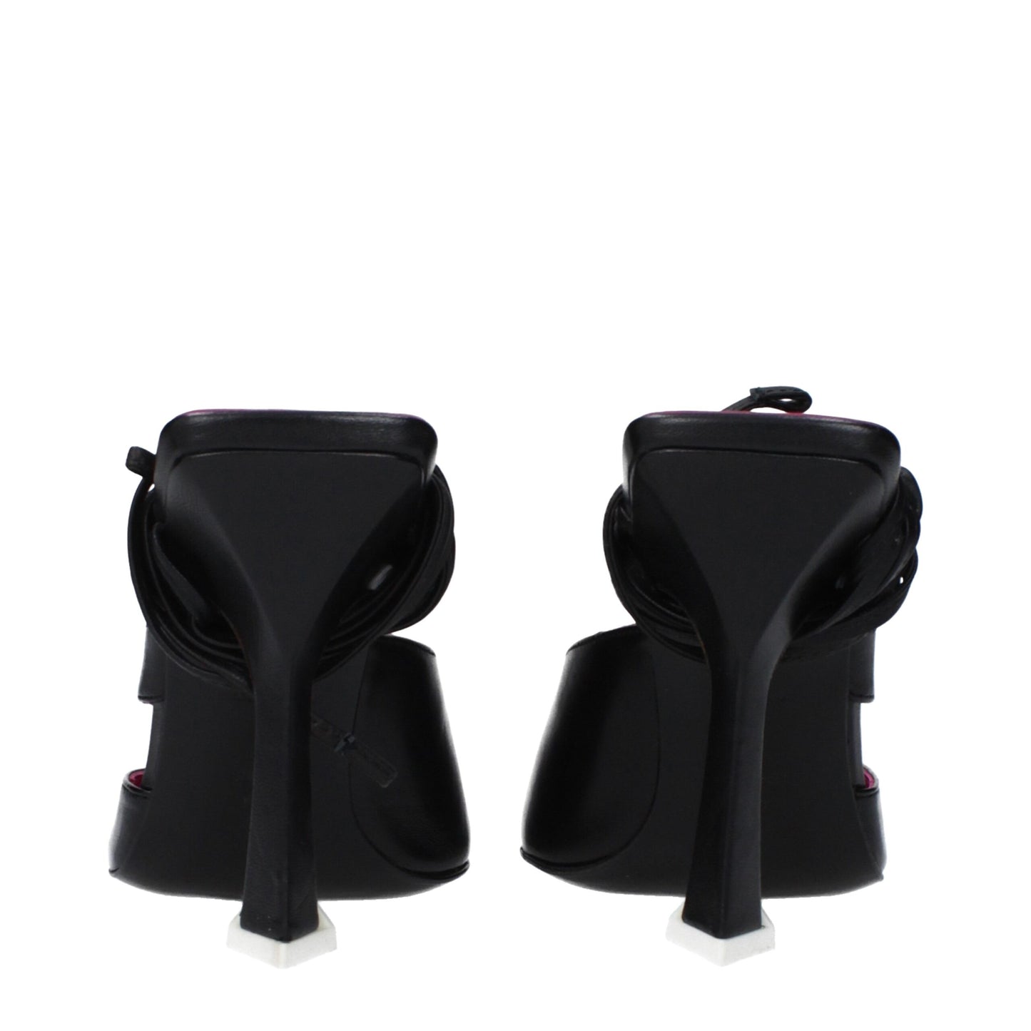 Black Leather Stiletto Heels Sandals